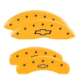 MGP Caliper Covers 14033SBOWYL Set of 4: Yellow finish, Black Bowtie