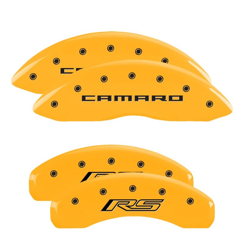MGP Caliper Covers 14033SCR5YL Set of 4: Yellow finish, Black Camaro / RS (Gen 5/6)