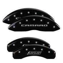 Load image into Gallery viewer, MGP Caliper Covers 14036SCS5BK Set of 4: Black finish, Silver Camaro / SS (Gen 5)
