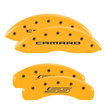 Load image into Gallery viewer, MGP Caliper Covers 14036SCS5YL Set of 4: Yellow finish, Black Camaro / SS (Gen 5)