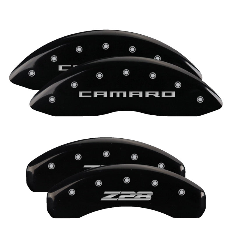 MGP Caliper Covers 14036SZ85BK Set of 4: Black finish, Silver Camaro / Z28 (Gen 5)