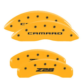 MGP Caliper Covers 14036SZ85YL Set of 4: Yellow finish, Black Camaro / Z28 (Gen 5)
