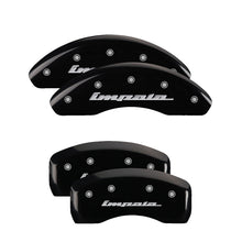 Load image into Gallery viewer, MGP Caliper Covers 14050SIMPBK Set of 4: Black finish, Silver Impala