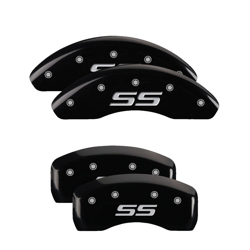 MGP Caliper Covers 14050SSS4BK Set of 4: Black finish, Silver SS (Monte Carlo)