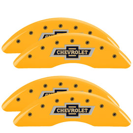 MGP Caliper Covers 14173SBANYL Set of 4: Yellow finish, Black 100 Anniversary Chevrolet