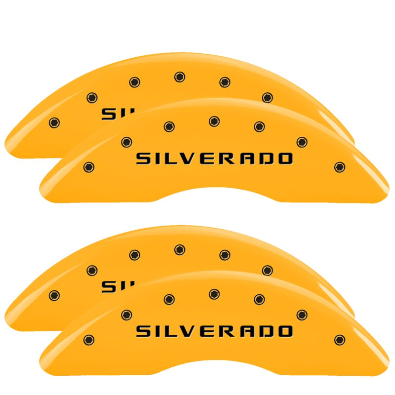 MGP Caliper Covers 14173SSILYL Set of 4: Yellow finish, Black Silverado