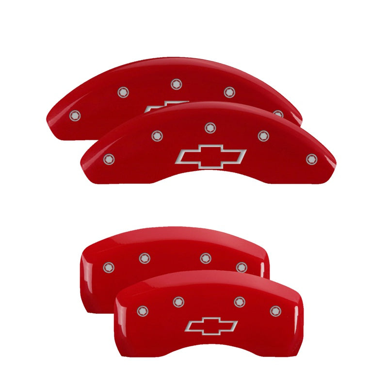 MGP Caliper Covers 14206SBOWRD Set of 4: Red finish, Silver Bowtie