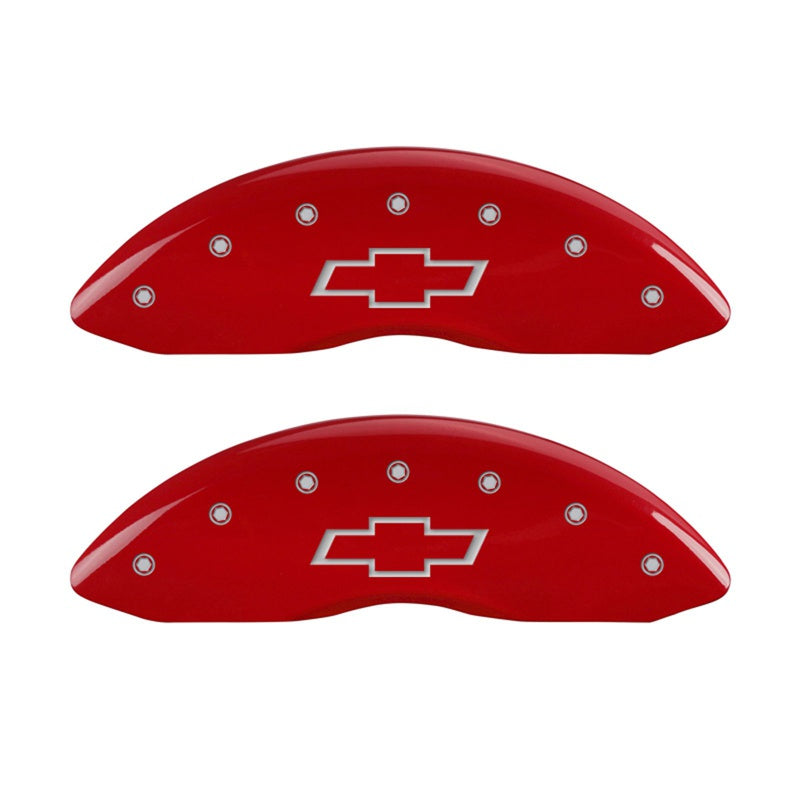 MGP Caliper Covers 14207FBOWRD Front Set of 2: Red finish, Silver Bowtie
