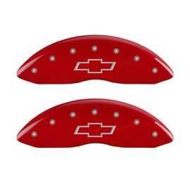 MGP Caliper Covers 14207FBOWRD Front Set of 2: Red finish, Silver Bowtie