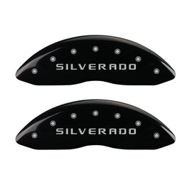 MGP Caliper Covers 14207FSILBK Front Set of 2: Black finish, Silver Silverado