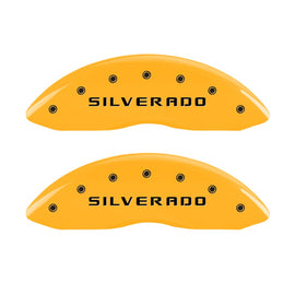 MGP Caliper Covers 14207FSILYL Front Set of 2: Yellow finish, Black Silverado