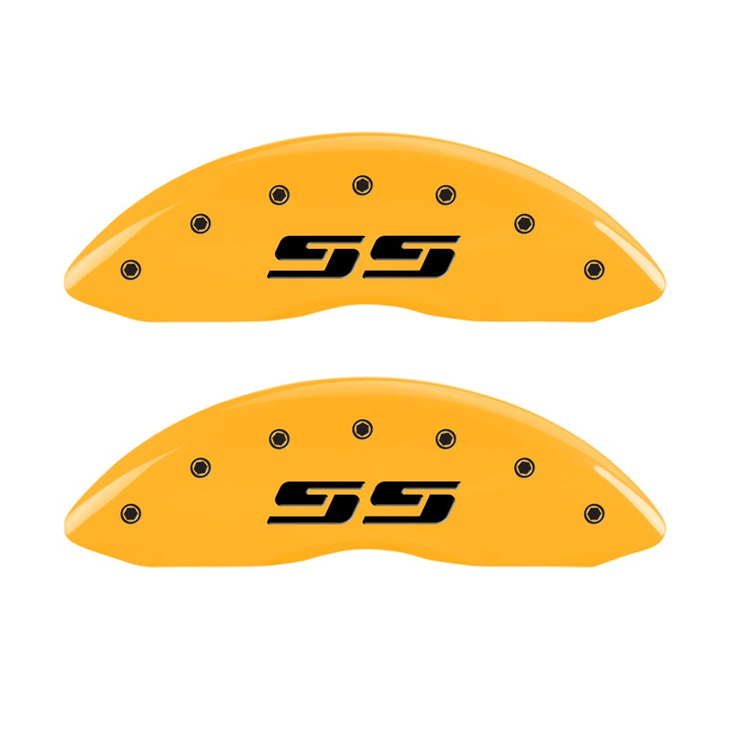 MGP Caliper Covers 14207FSS3YL Front Set of 2: Yellow finish, Black SS (Silverado)