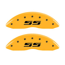 Load image into Gallery viewer, MGP Caliper Covers 14207FSS3YL Front Set of 2: Yellow finish, Black SS (Silverado)