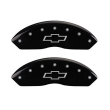 Load image into Gallery viewer, MGP Caliper Covers 14212FBOWBK Front Set of 2: Black finish, Silver Bowtie
