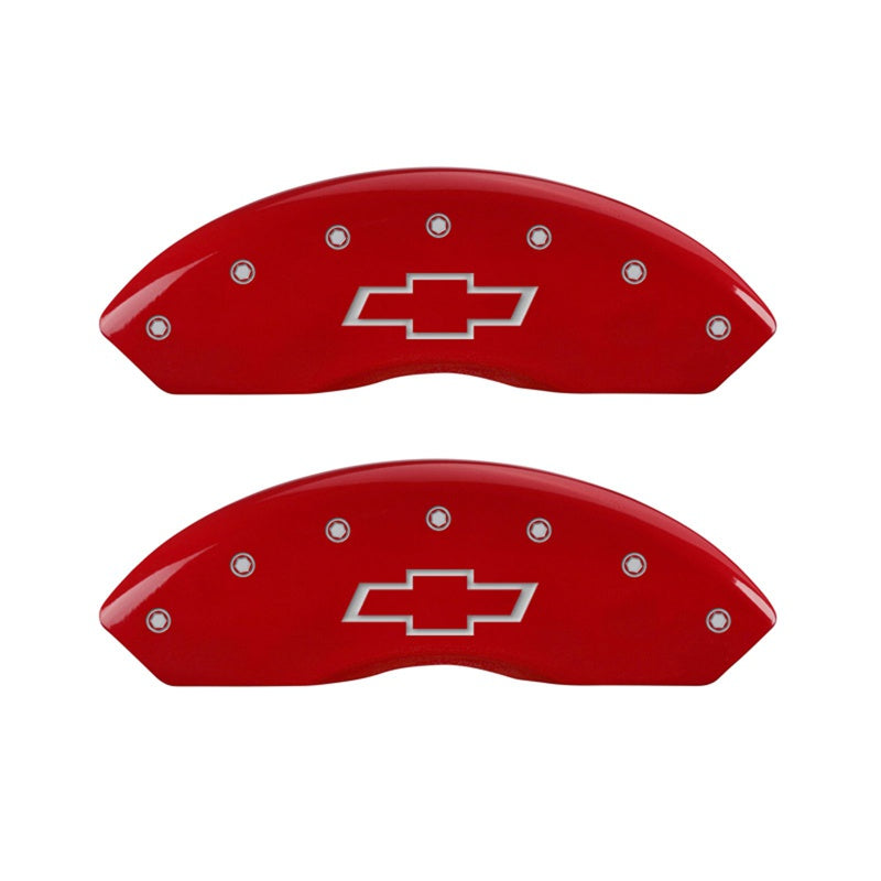 MGP Caliper Covers 14212FBOWRD Front Set of 2: Red finish, Silver Bowtie