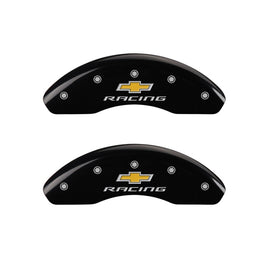 MGP Caliper Covers 14213FBRCBK Front Set of 2: Black finish, Silver Chevy Racing
