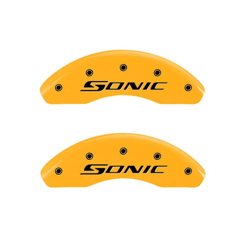 MGP Caliper Covers 14213FSNCYL Front Set of 2: Yellow finish, Black Sonic