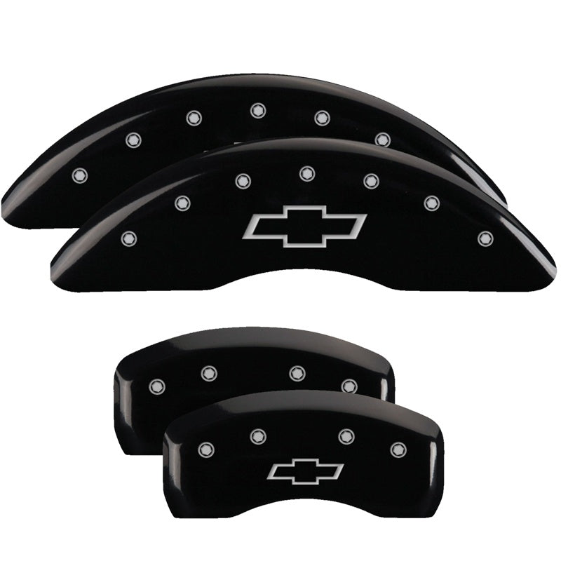 MGP Caliper Covers 14214SBOWBK Set of 4: Black finish, Silver Bowtie