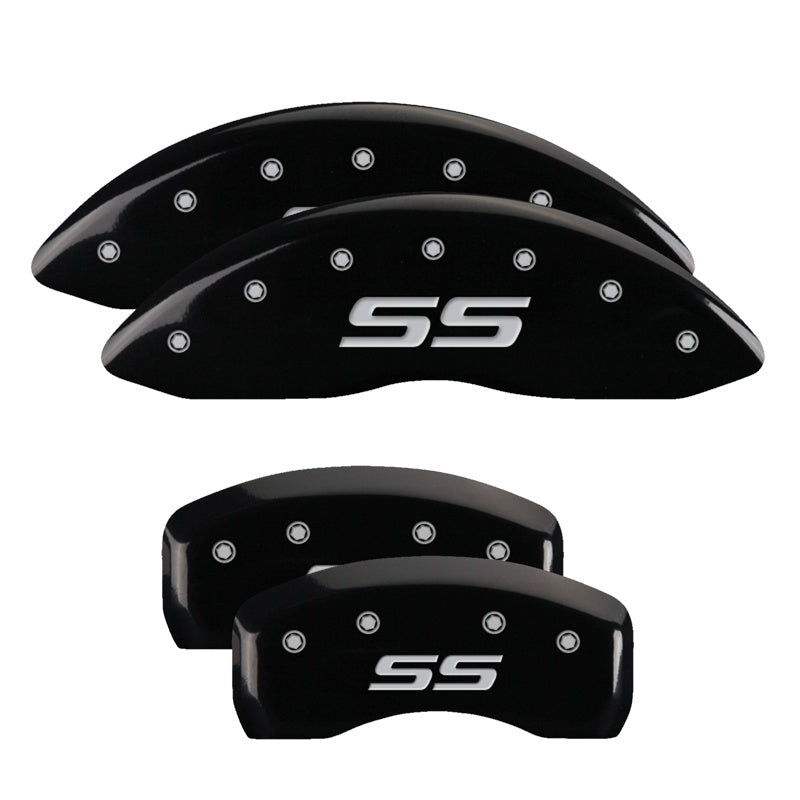 MGP Caliper Covers 14217SSS4BK Set of 4: Black finish, Silver SS (Monte Carlo)