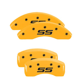 MGP Caliper Covers 14217SSS4YL Set of 4: Yellow finish, Black SS (Monte Carlo)