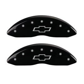 MGP Caliper Covers 14221FBOWBK Front Set of 2: Black finish, Silver Bowtie