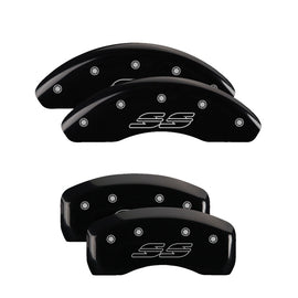 MGP Caliper Covers 14223SSS2BK Set of 4: Black finish, Silver SS (Impala)