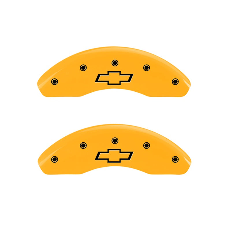 MGP Caliper Covers 14230FBOWYL Front Set of 2: Yellow finish, Black Bowtie