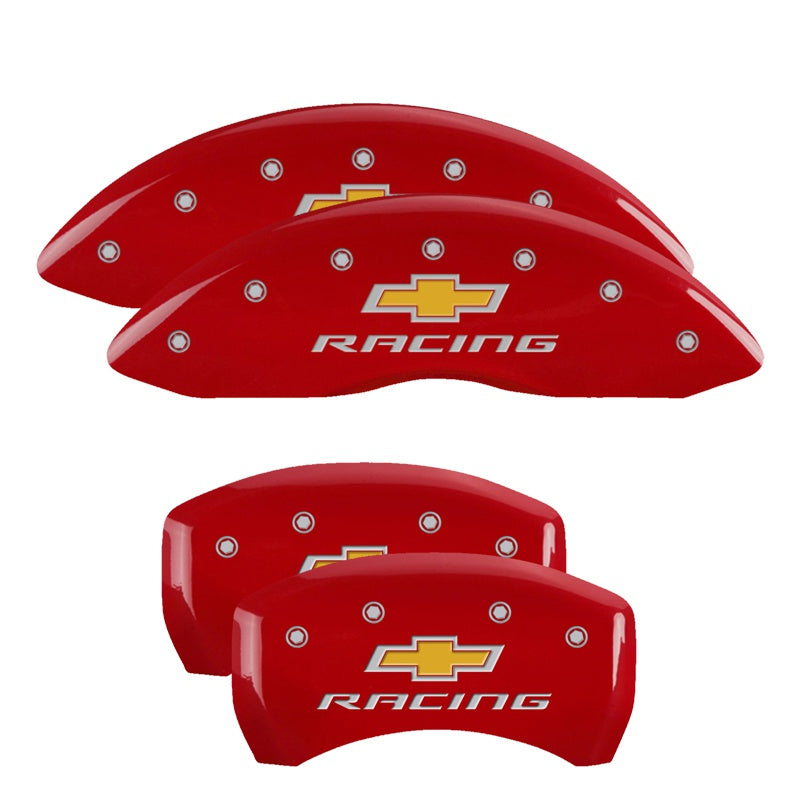 MGP Caliper Covers 14231SBRCRD Set of 4: Red finish, Silver Chevy Racing