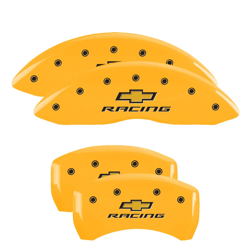 MGP Caliper Covers 14231SBRCYL Set of 4: Yellow finish, Black Chevy Racing