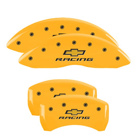 MGP Caliper Covers 14231SBRCYL Set of 4: Yellow finish, Black Chevy Racing