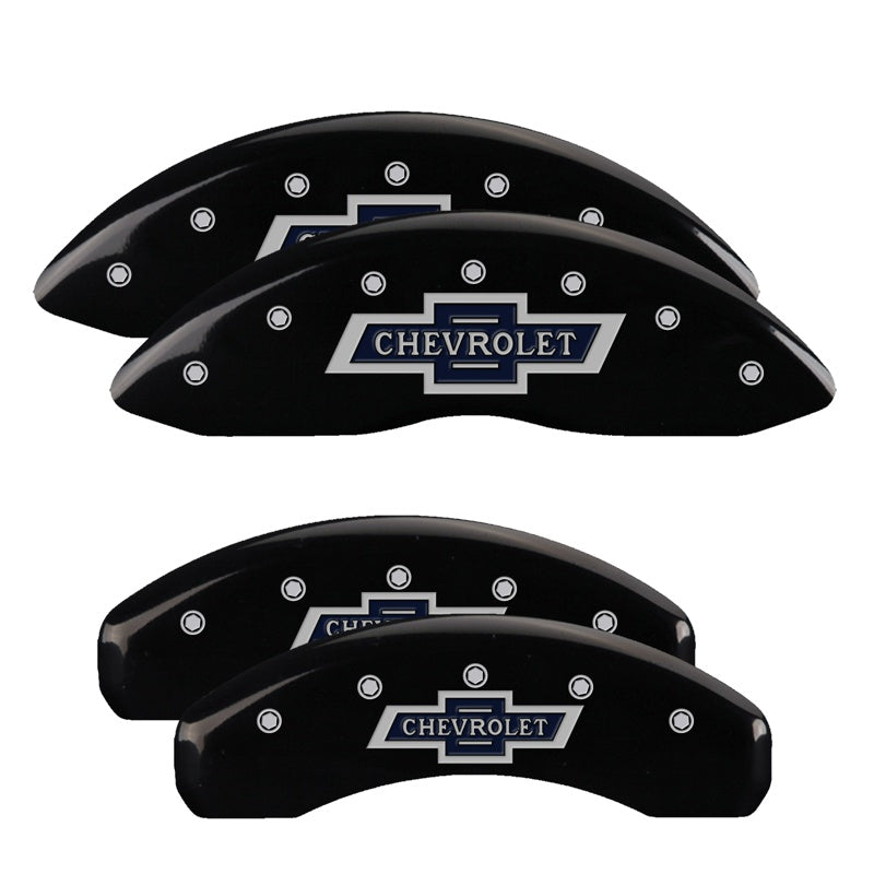 MGP Caliper Covers 14234SBANBK Set of 4: Black finish, Silver 100 Anniversary Chevrolet