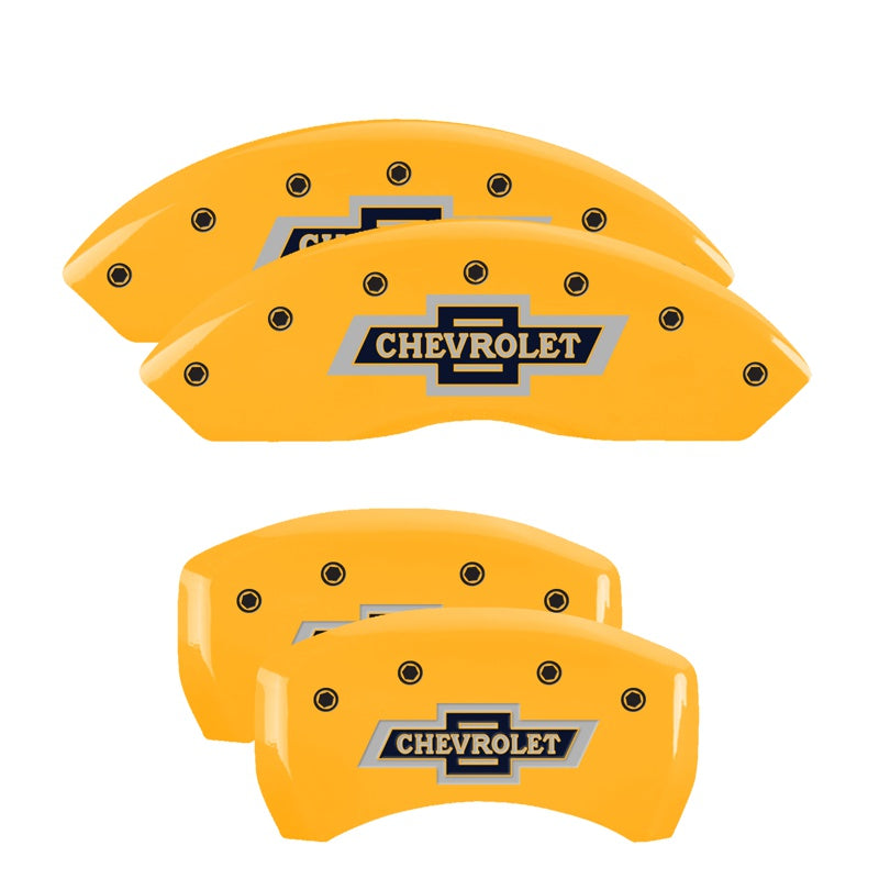 MGP Caliper Covers 14235SBANYL Set of 4: Yellow finish, Black 100 Anniversary Chevrolet