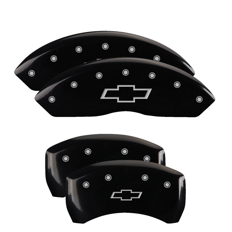 MGP Caliper Covers 14235SBOWBK Set of 4: Black finish, Silver Bowtie