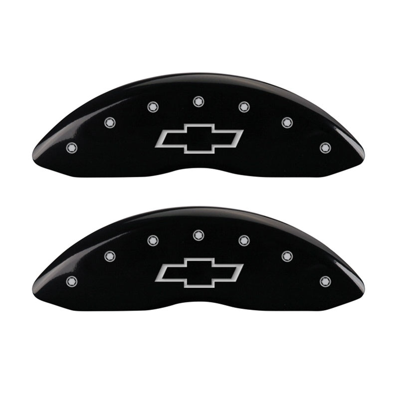 MGP Caliper Covers 14238FBOWBK Front Set of 2: Black finish, Silver Bowtie