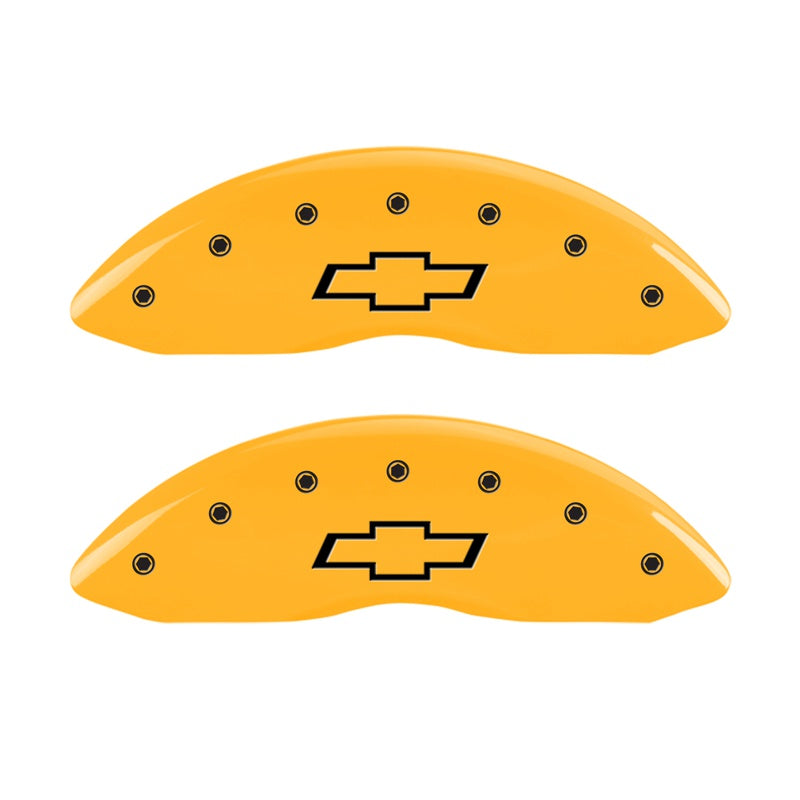 MGP Caliper Covers 14238FBOWYL Front Set of 2: Yellow finish, Black Bowtie