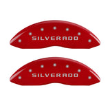 MGP Caliper Covers 14238FSILRD Front Set of 2: Red finish, Silver Silverado