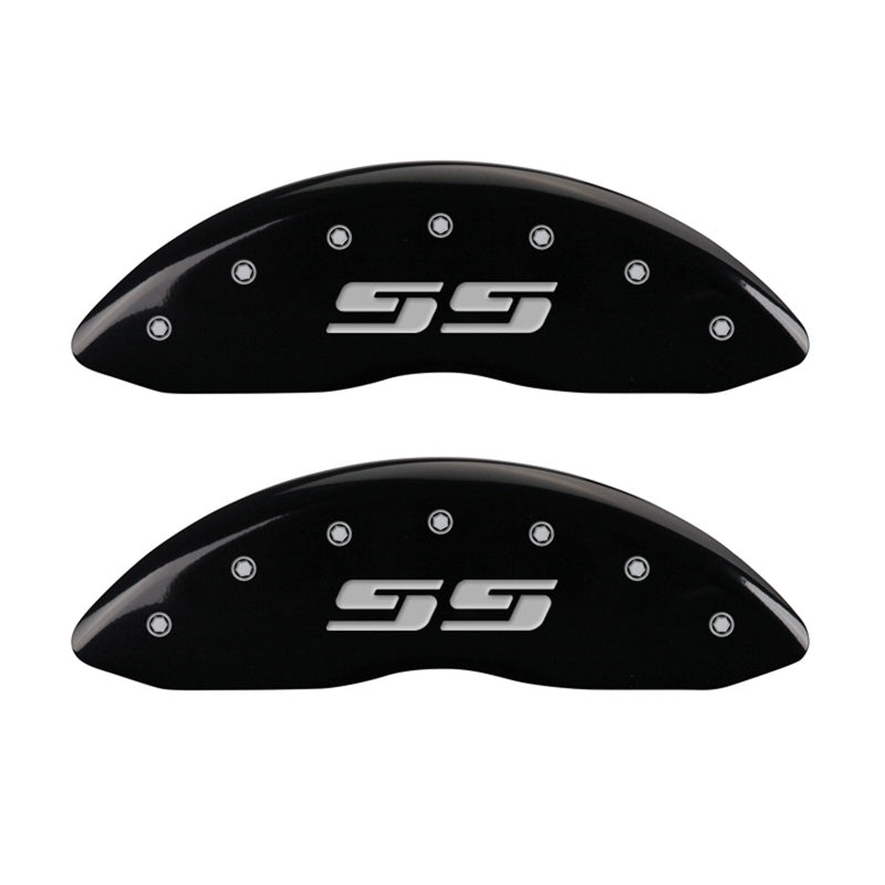 MGP Caliper Covers 14238FSS3BK Front Set of 2: Black finish, Silver SS (Silverado)