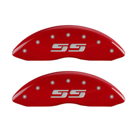 MGP Caliper Covers 14238FSS3RD Front Set of 2: Red finish, Silver SS (Silverado)