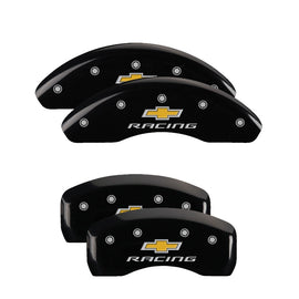 MGP Caliper Covers 14239SBRCBK Set of 4: Black finish, Silver Chevy Racing