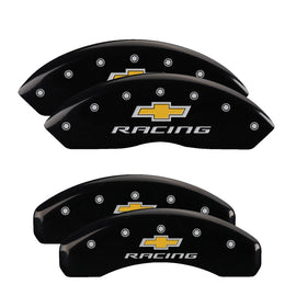 MGP Caliper Covers 14240SBRCBK Set of 4: Black finish, Silver Chevy Racing
