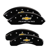 MGP Caliper Covers 14240SBRCBK Set of 4: Black finish, Silver Chevy Racing