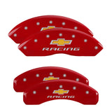 MGP Caliper Covers 14240SBRCRD Set of 4: Red finish, Silver Chevy Racing