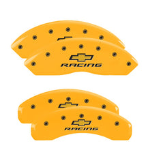 Load image into Gallery viewer, MGP Caliper Covers 14240SBRCYL Set of 4: Yellow finish, Black Chevy Racing