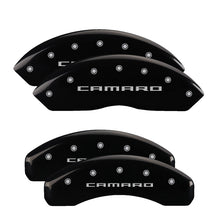Load image into Gallery viewer, MGP Caliper Covers 14240SCA5BK Set of 4: Black finish, Silver Camaro (Gen 5/6)