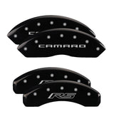 MGP Caliper Covers 14240SCR5BK Set of 4: Black finish, Silver Camaro / RS (Gen 5/6)