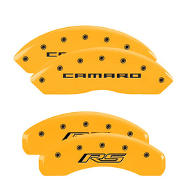 MGP Caliper Covers 14240SCR5YL Set of 4: Yellow finish, Black Camaro / RS (Gen 5/6)