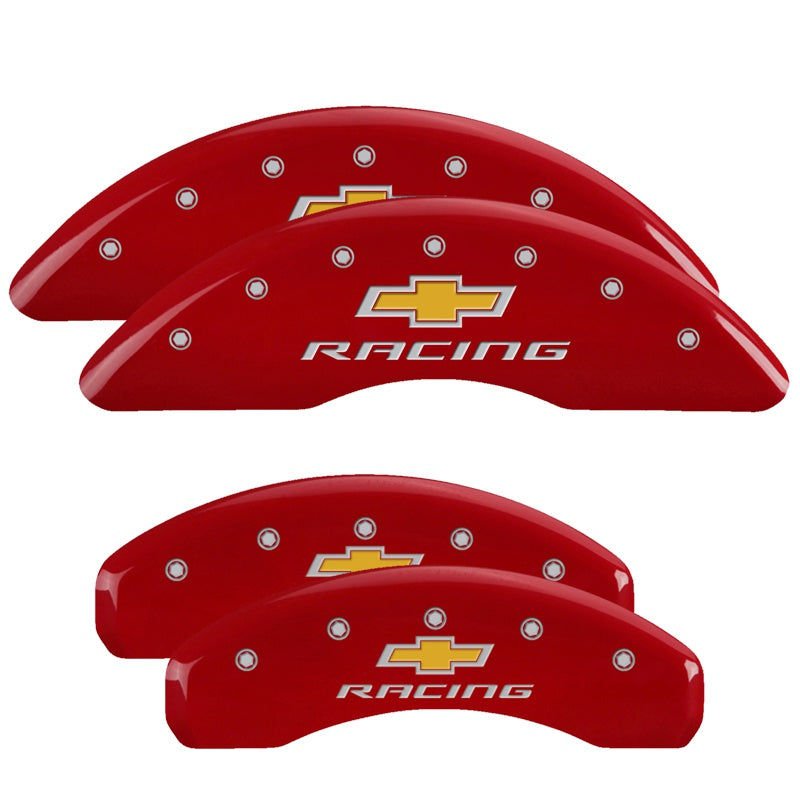 MGP Caliper Covers 14241SBRCRD Set of 4: Red finish, Silver Chevy Racing