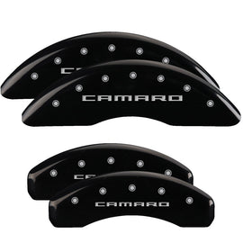 MGP Caliper Covers 14241SCA5BK Set of 4: Black finish, Silver Camaro (Gen 5/6)