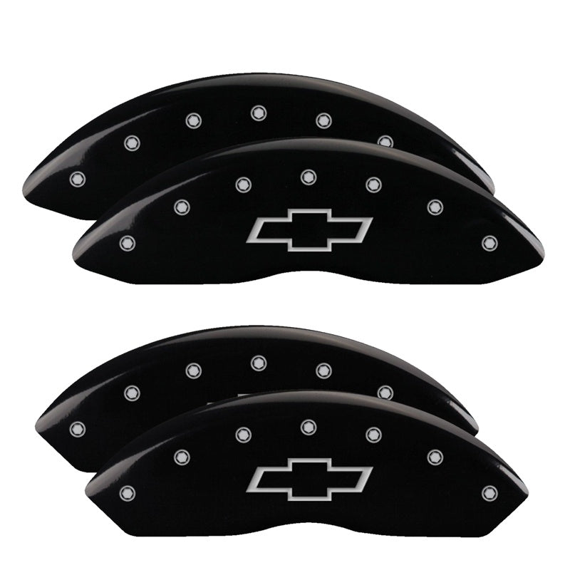 MGP Caliper Covers 14243SBOWBK Set of 4: Black finish, Silver Bowtie