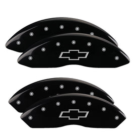 MGP Caliper Covers 14243SBOWBK Set of 4: Black finish, Silver Bowtie